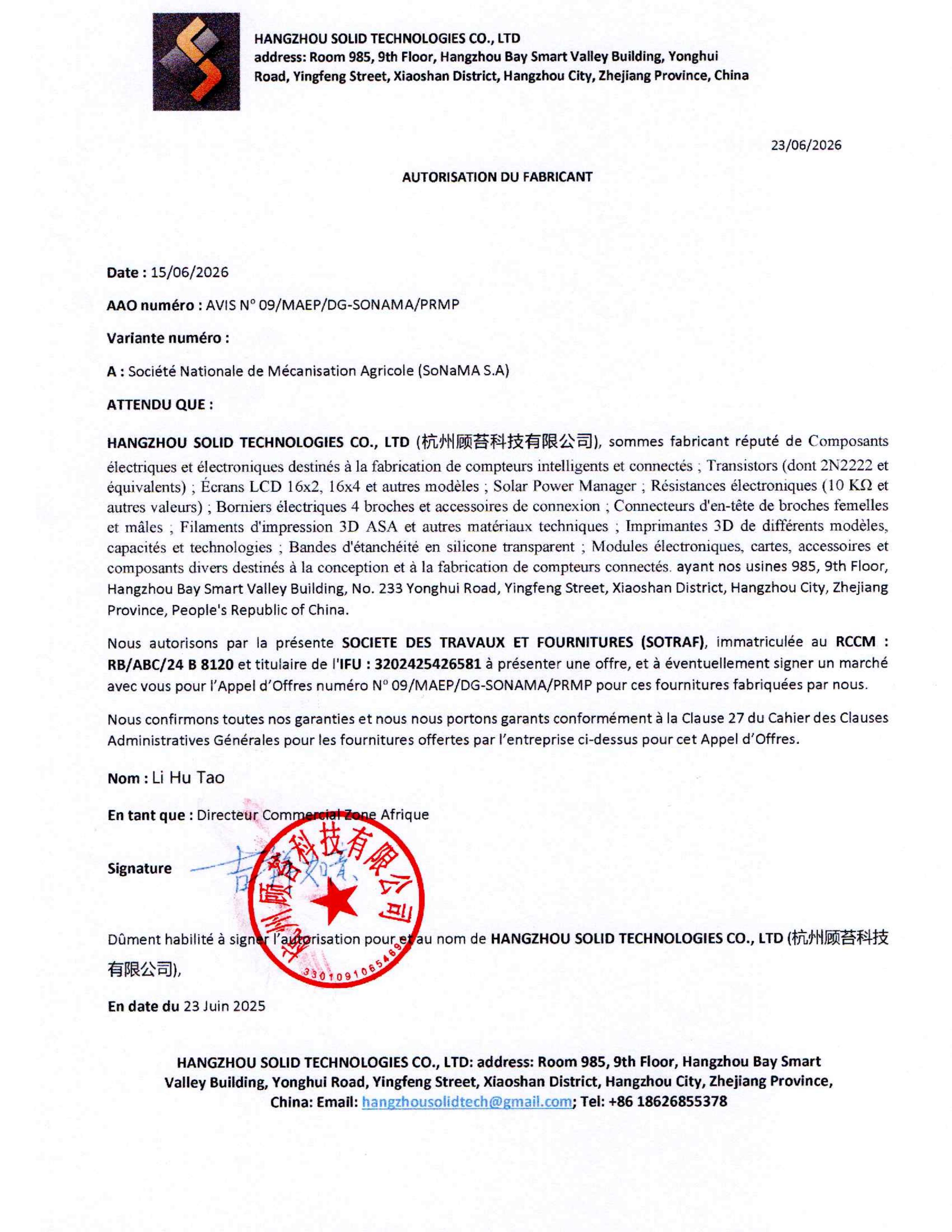 Autorisation d'Exercer